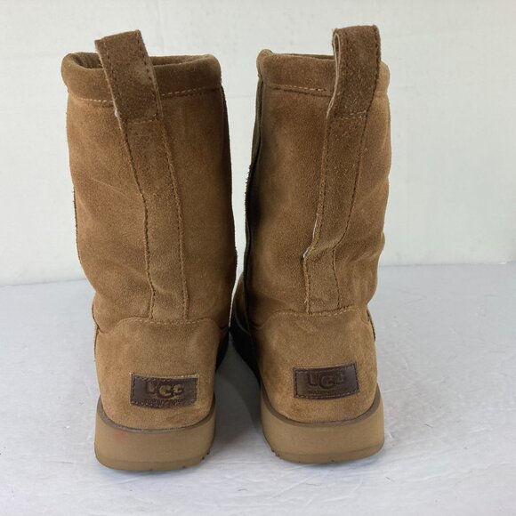 UGG Womens Sz 10 Brown Suede Mid Calf Arctic Grip Winter Vibram Sole Boots - Picture 5 of 9